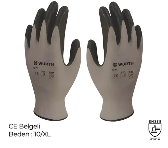 WÜRTH MEKANİKÇİ ELDİVENİ NİTRİL SİYAH 10/XL