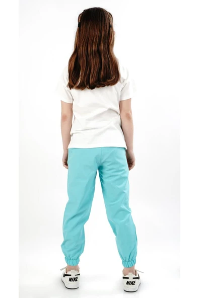 ESİLA KİDS Kız Çocuk Eşofman Takımı Penye Kısa Kollu Baskılı Üst Ve Cepli Lastikli Paça Alt 10-13 Yaş - Resim 4