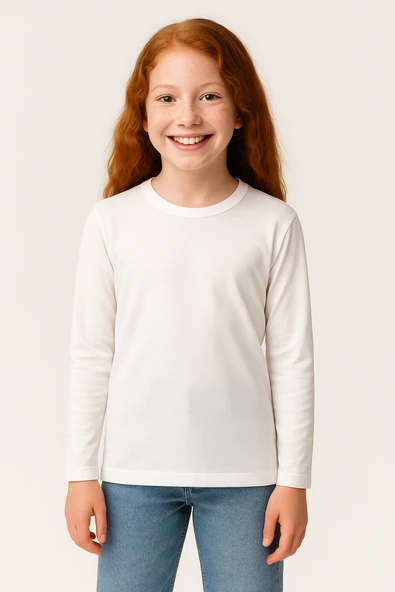 ESİLA KİDS Çocuk Uzun Kollu Pamuklu Basic Tişört 4-11 Yaş - Resim 2
