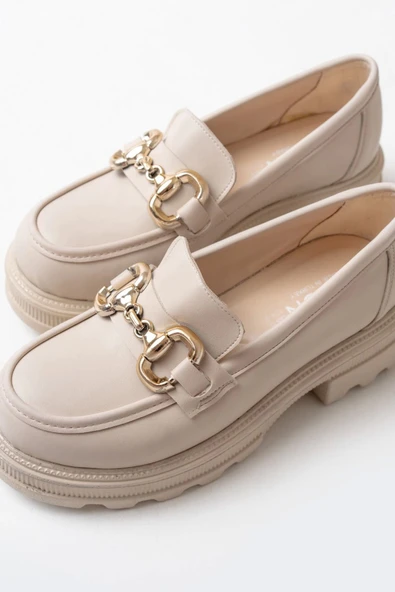 745-773 Bej Günlük Yüksek Tabanlı Loafer Ayakkabı - Resim 5