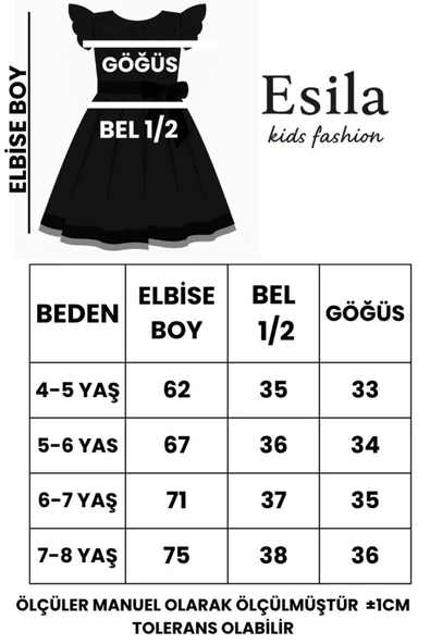 ESİLA KİDS Kız Çocuk Elbise Siyah Elbise Tüllü Pul Işlemeli Abiye Elbise Rahat Ve Şık Doğum Günü Elbise 4-8 Yaş - Resim 3