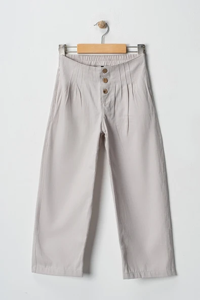 ESİLA KİDS Kız Çocuk Yüksek Bel Düğmeli Gabardin Kumaş Pantolon Rahat ve Şık Tasarım 9-14 yaş - 8