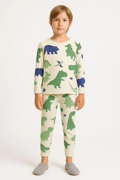 ESİLA KİDS Erkek Çocuk Pijama Takımı Desenli Pamuklu Uzun Kollu Pijama Takımı 2-6 Yaş - Resim 5