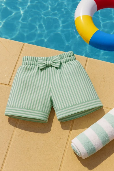 ESİLA KİDS 3'lü Kız Çocuk Şort Seti Fiyonklu Çizgili Yazlık Bermuda Rahat Şık Şort 2-6 yaş - Resim 6