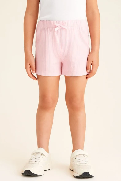 ESİLA KİDS Kız Çocuk Pembe Penye Şort - Raporlu Dokulu, Yazlık Penye Kumaş 2-14 Yaş ürün görseli