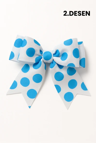 ESİLA KİDS Kız Çocuk Toka Puantiyeli Fiyonk Model 2 Adet Gönderim 6 Desen Seçenekli - Resim 2