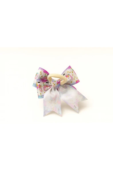 ESİLA KİDS Kız Çocuk Toka Unicorn Desenli Fiyonk 2’li Set, Renkli Saç Aksesuarı - 3