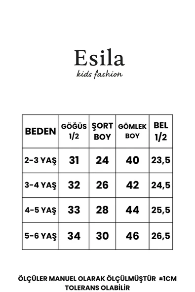 ESİLA KİDS Kız Çocuk Etekli Şortlu Takım Bayramlık Çiçek Desenli Gömlek 3-6 Yaş - 6