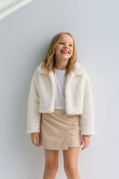 ESİLA KİDS Kız Çocuk Bolero Peluş Ceket İnci Kapamalı Uzun Kollu Çocuk Ceket 2-13 Yaş ürün görseli