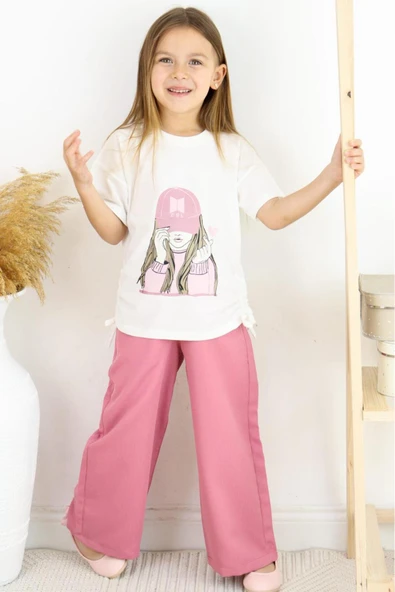 ESİLA KİDS Kız çocuk baskılı şort etekli badili takım 3-6 - Resim 7