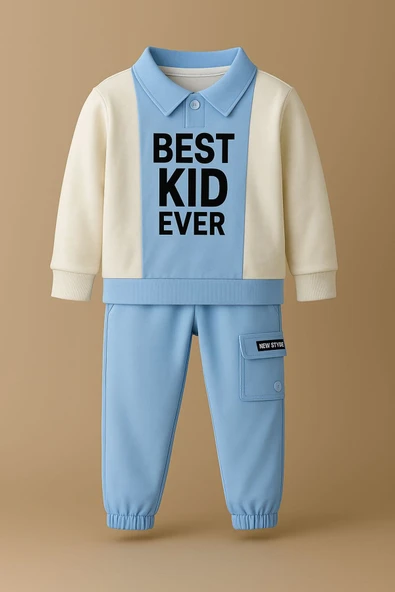 ESİLA KİDS Erkek Çocuk Takım Eşofman Takımı Sweat & Kargo Cepli Alt 2'li Spor Set Mevsimlik 4-8 Yaş - Resim 2