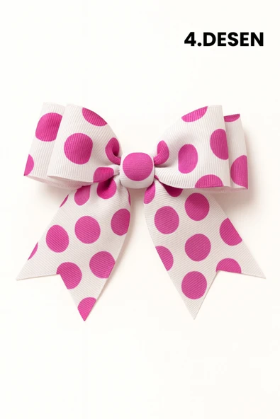 ESİLA KİDS Kız Çocuk Toka Puantiyeli Fiyonk Model 2 Adet Gönderim 6 Desen Seçenekli - Resim 4