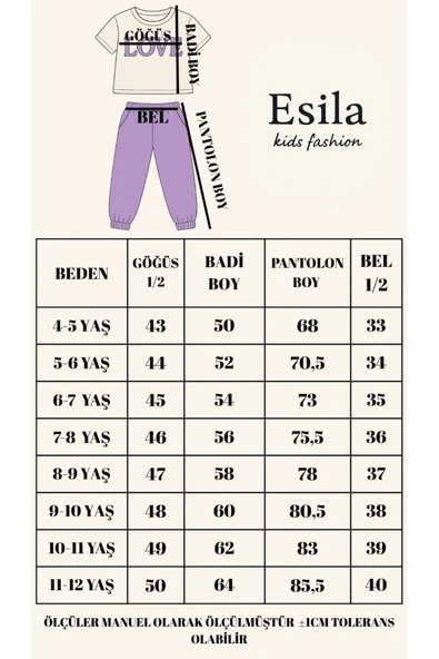 ESİLA KİDS Kız Çocuk Eşofman Takımı Penye Kısa Kollu Baskılı Üst Ve Cepli Lastikli Paça Alt 10-13 Yaş - Resim 10