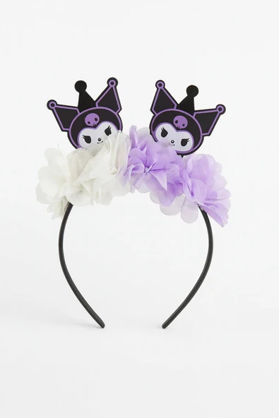 ESİLA KİDS Kız Çocuk Taç Kuromi Desenli Çiçek Süslemeli Mor Beyaz Taç ürün görseli