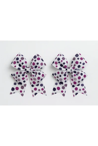 ESİLA KİDS Kız Çocuk Toka Puantiyeli Fiyonk Model 2’li Set Renkli Saç Aksesuarı - 2