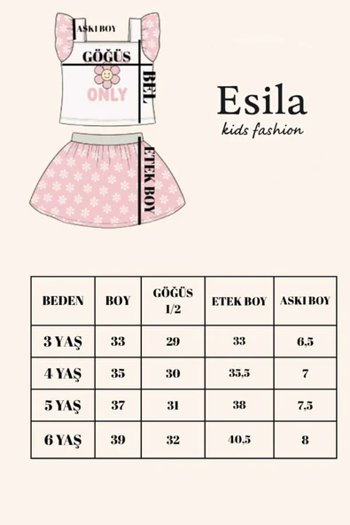 ESİLA KİDS Kız Çocuk Takım Tüllü Balon Etek Ve Üst 2'li Baskılı Kolları Fırfırlı Takım 3-6 Yaş - Resim 8