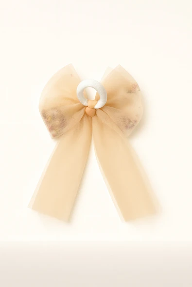 ESİLA KİDS Kız Çocuk Toka Renkli Boncuklu Tül Fiyonk Lastikli Toka 3 'lü Set - 2