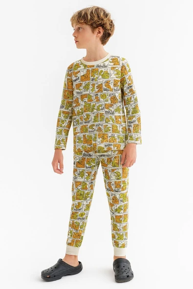 ESİLA KİDS Erkek Çocuk Pijama Takımı Desenli Pamuklu Uzun Kollu Pijama Takımı 2-6 Yaş ürün görseli