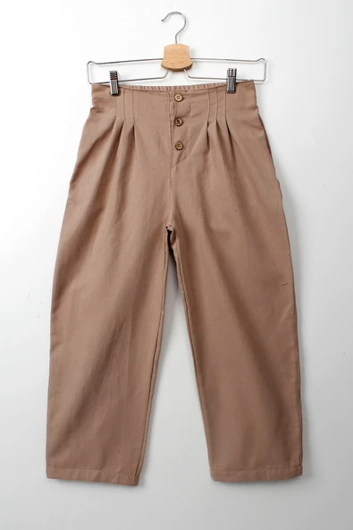 ESİLA KİDS Kız Çocuk Yüksek Bel Düğmeli Gabardin Kumaş Pantolon Rahat ve Şık Tasarım 9-14 yaş