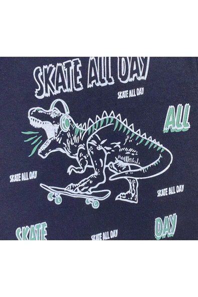 ESİLA KİDS Dinozor Desenli Kısa Kollu Pamuklu Erkek Çocuk Tişört - Resim 6