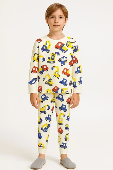 ESİLA KİDS Erkek Çocuk Pijama Takımı Desenli Pamuklu Uzun Kollu Pijama Takımı 2-6 Yaş - Resim 3