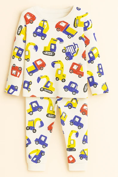 ESİLA KİDS Erkek Çocuk Pijama Takımı Desenli Pamuklu Uzun Kollu Pijama Takımı 2-6 Yaş - Resim 4