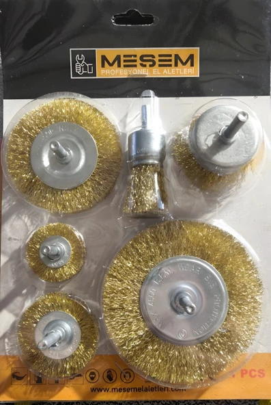 MEŞEM ÇELİK TEL FIRÇA SETİ 6'LI DAİRESEL 25 38 50 75 100mm