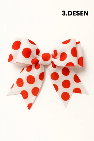 ESİLA KİDS Kız Çocuk Toka Puantiyeli Fiyonk Model 2 Adet Gönderim 6 Desen Seçenekli - Resim 3