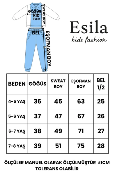 ESİLA KİDS Erkek Çocuk Takım Eşofman Takımı Sweat & Kargo Cepli Alt 2'li Spor Set Mevsimlik 4-8 Yaş - Resim 4