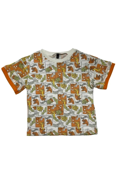 ESİLA KİDS Erkek Çocuk Tişört Erkek Çocuk 3'lü Tişört Dinozor Baskılı Kısa Kollu Tişört Seti 2-5 Yaş - Resim 6