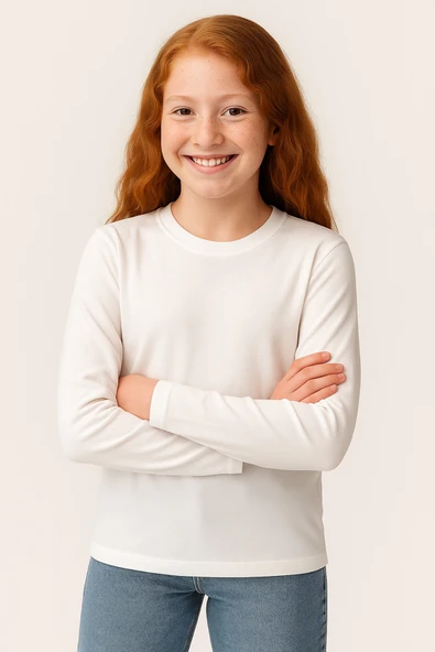 ESİLA KİDS Çocuk Uzun Kollu Pamuklu Basic Tişört 4-11 Yaş - Resim 3