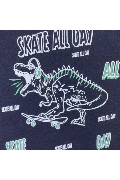 ESİLA KİDS Erkek Çocuk Tişört Erkek Çocuk 3'lü Tişört Dinozor Baskılı Kısa Kollu Tişört Seti 2-5 Yaş - Resim 5