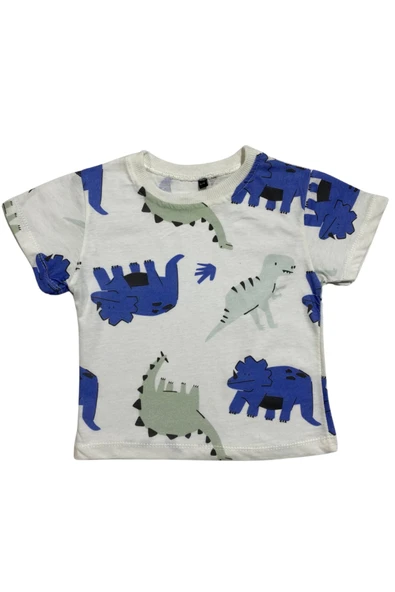 ESİLA KİDS Erkek Çocuk Tişört Erkek Çocuk 3'lü Tişört Dinozor Baskılı Kısa Kollu Tişört Seti 2-5 Yaş - Resim 2