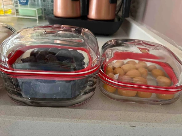 Paşabahçe plus kapaklı kahvaltılık - 2 li çok amaçlı cam saklama kabı silikon contalı 2 boy ürün görseli 1