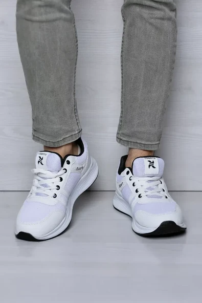 Erkek Bağcıklı Günlük Spor Ayakkabı Beyazsiyah TZL-P-00016883 - 3