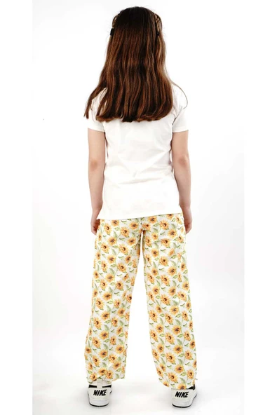 ESİLA KİDS Kız Çocuk Ayçiçek Desenli Tişört Ve Pantolon Takımı 2-9 Yaş - Yazlık 2'li Set - Sarı - 3