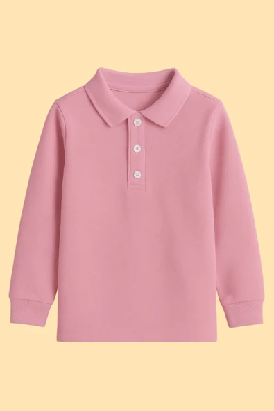 ESİLA KİDS Çocuk Tişört Uzun Kollu Polo Yaka Tişört Seti Pamuklu Okul Üniforma ve Tişört 5-14 Yaş - 2