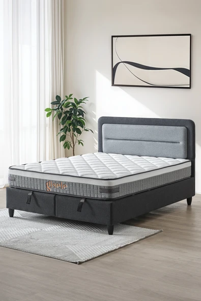 Cennet Yatak Gisele Modeli Full Ortopedik Çift Kişilik Pedli Yataklı Baza ve Başlık Takımı 3 lü Set - 4
