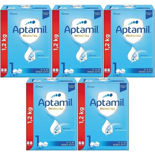 Nutrıcıa Aptamil Pronutra 1200GR Bebek Sütü No:1 (0-6 Ay) Yenidoğan Doğumdan itibaren (5 Li Set) - 1