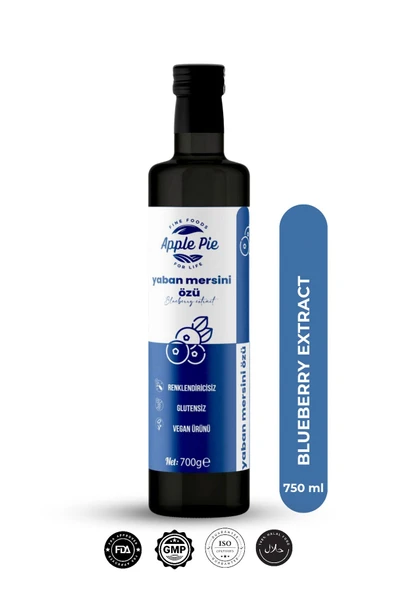 Applepiefoods Yaban Mersini Özü 700 gr , Doğal , Katkısız ( Analizli ) , Soğuk Sıkım , Blueberry Extract - Resim 3