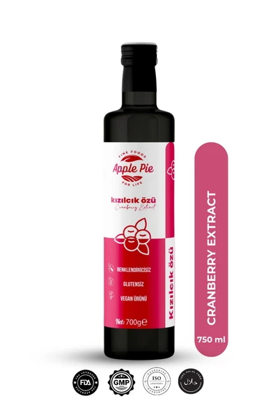 Applepiefoods Kızılcık Özü Doğal Koruyucusuz 700 gr ( Analizli ) , Soğuk Sıkım , Cranberry Extract