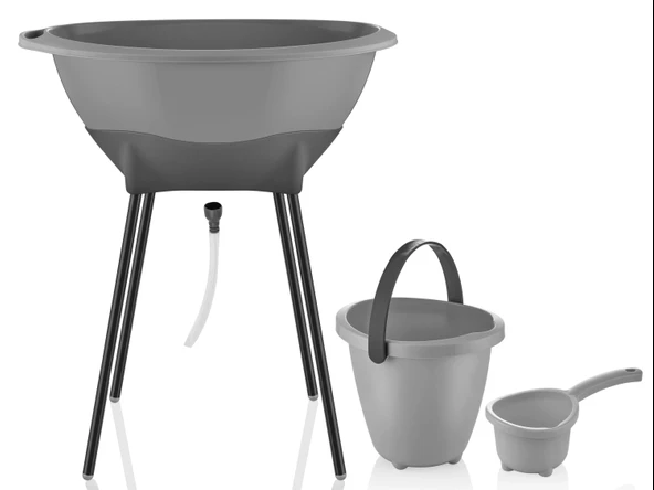 Babyjem Elegant Yenidoğan Bebek Banyo Küvet Seti Gri