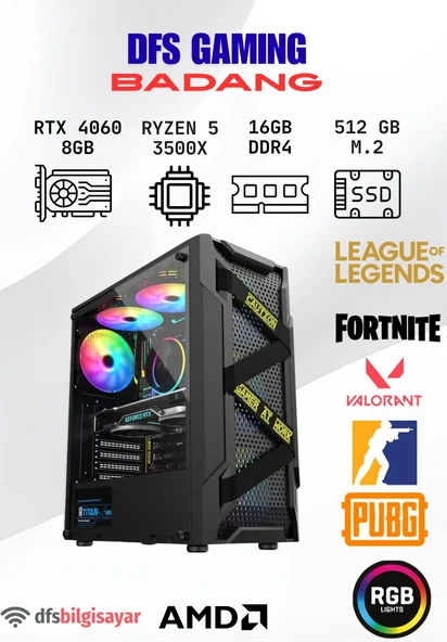 DFS Gaming BADANG RYZEN 5 3500X-A520M-RTX 4060 8GB-16GB RAM-512GB M.2 SSD-OYUNCU BİLGİSAYARI ürün görseli