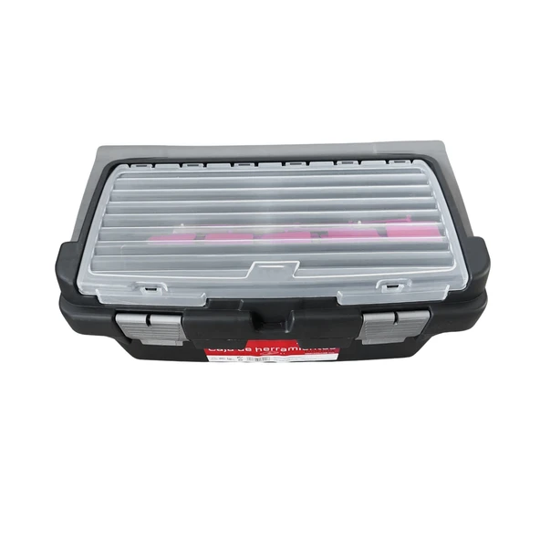 Plastik Açma Kapatmalı 12'' 12 Litre Organizer Bölmeli Taşınabilir Kulplu Takım Çantası Alet Çanta - 6