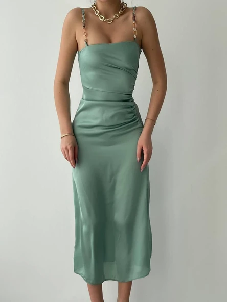 Oxpo Yırtmaç Detaylı Elbise - Resim 2