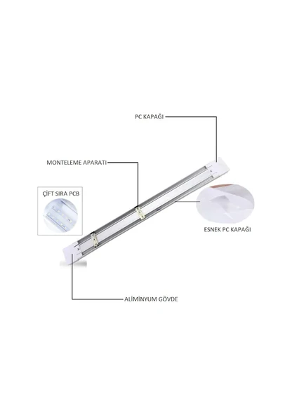 Cata Ct-2474 18 Watt Yatay Led Li Bant Armatür (408150806) Beyaz - 3