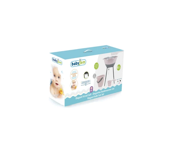 Babyjem Elegant Bebek Banyo Küvet Seti Gri Renk- Küvet ,Maşrapa, Banyo Kovası - 5