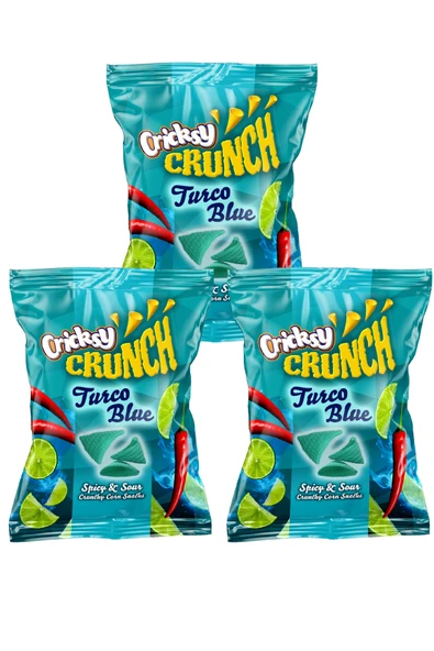 MUMCU KURUYEMİŞLERİ Cricksy Crunch Turco Blue Eksi-Acı Soslu Cips 3 lü paket