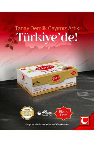 Tanay Demlik Poşet Çay 3 gr X 48 Li 144 gr Yaprak Çayı Siyah 100% İthal Süzen Black Tea. X 16 ADET - 3