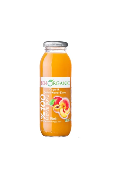 Benorganic Organik Şeftali Kayısı Elma Suyu 12x250ml - Resim 3